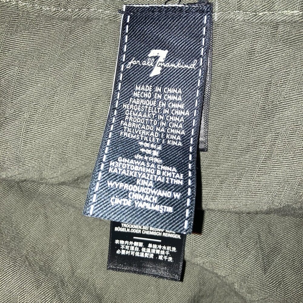 7 For All Mankind Textured Military Shirt Jacket Mens Small Olive Green Shacket - Picture 5 of 12